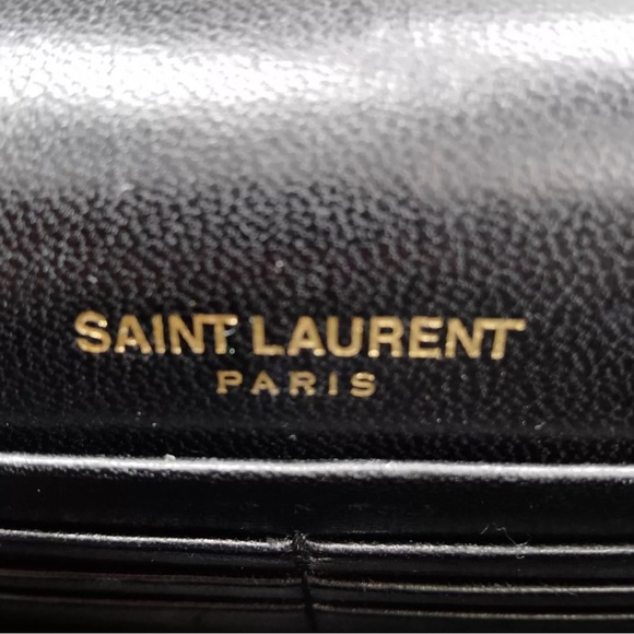 Auth Saint Laurent Ruby Patent Glitter Wallet On Chain Kate Clutch Shoulder Bag - Picture 9 of 10